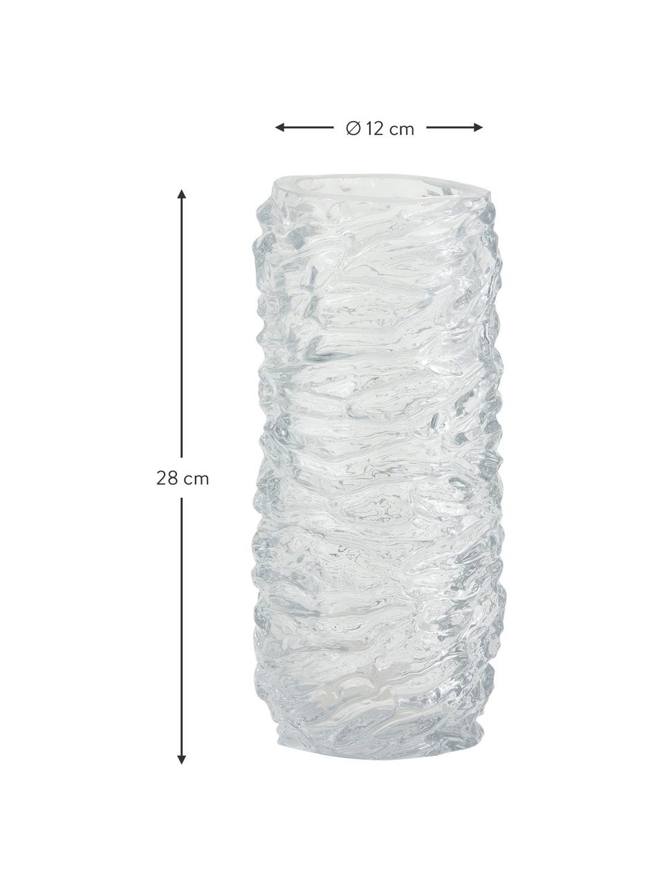 Vase haut en verre à surface structurée Maio, Verre, Transparent, Ø 12 x haut. 28 cm
