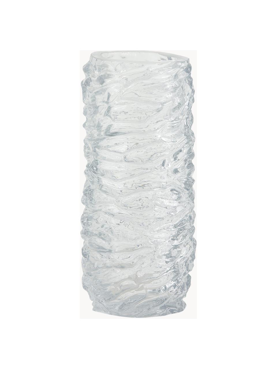 Hohe Glas-Vase Maio mit strukturierter Oberfläche, H 28 cm, Glas, Transparent, Ø 12 x H 28 cm