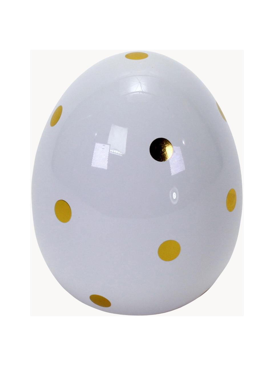 Piezas decorativas huevos de porcelana Dolimit, 3 uds., Porcelana, Blanco, dorado, Ø 10 x Al 13 cm