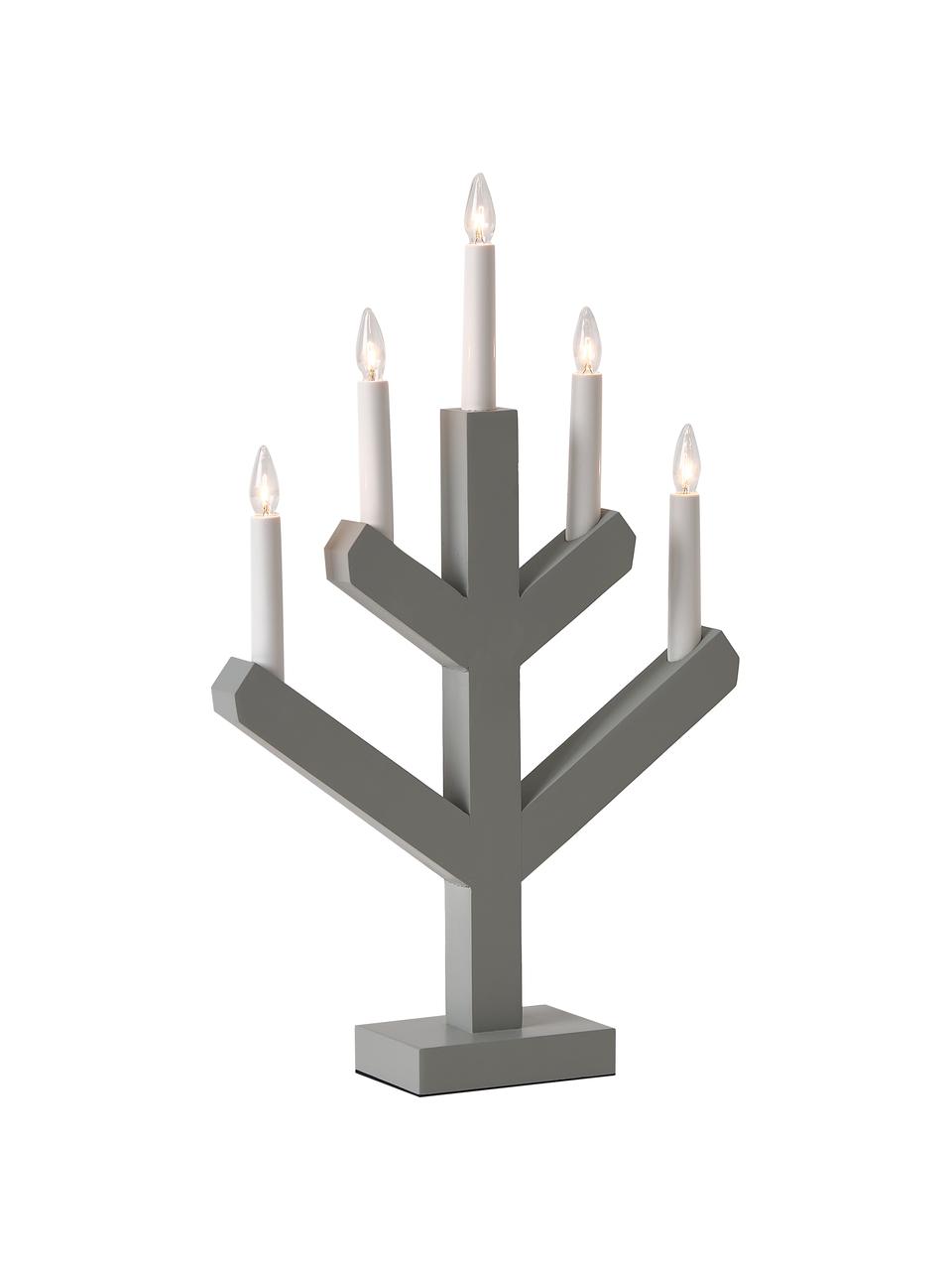 Lampe à poser en bois avec bougies LED Vinga, Gris, blanc, larg. 32 x haut. 50 cm