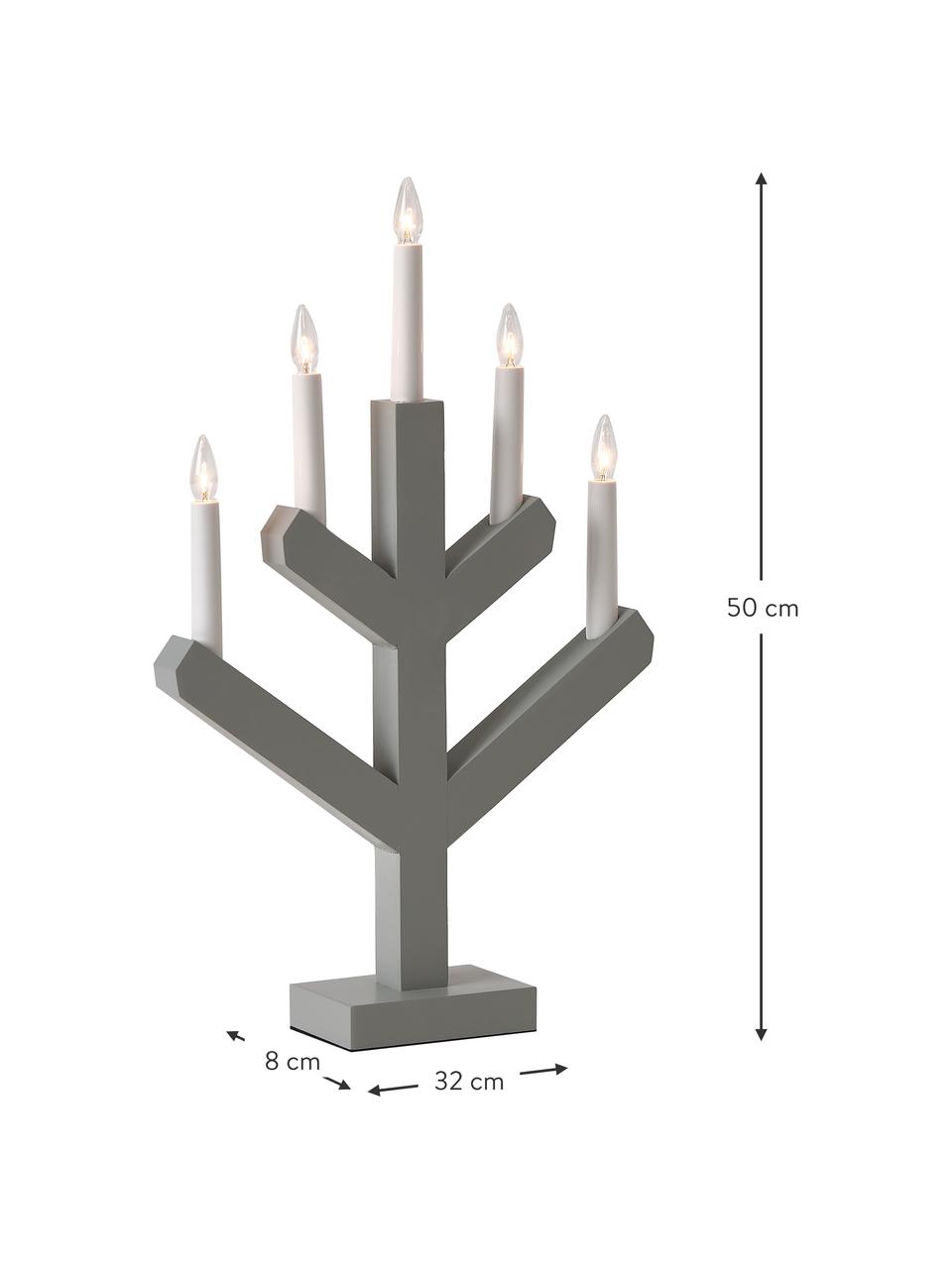 Lampada da finestra in legno con candele LED Vinga, Grigio, bianco, Larg. 32 x Alt. 50 cm