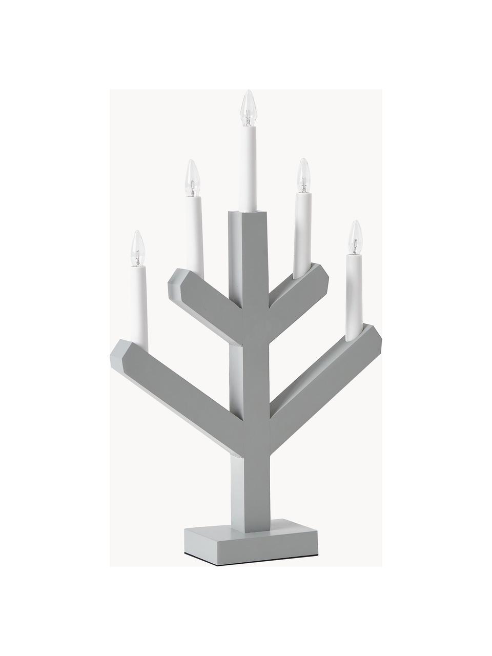 Lampe à poser en bois avec bougies LED Vinga, Gris, blanc, larg. 32 x haut. 50 cm