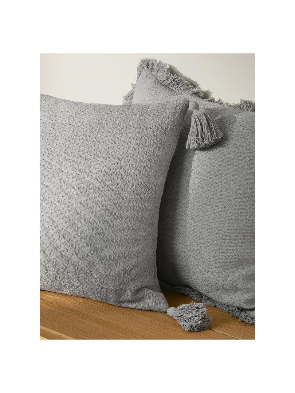 Poszewka na poduszkę z chwostami Lori, 100% bawełna, Szary, S 40 x D 40 cm