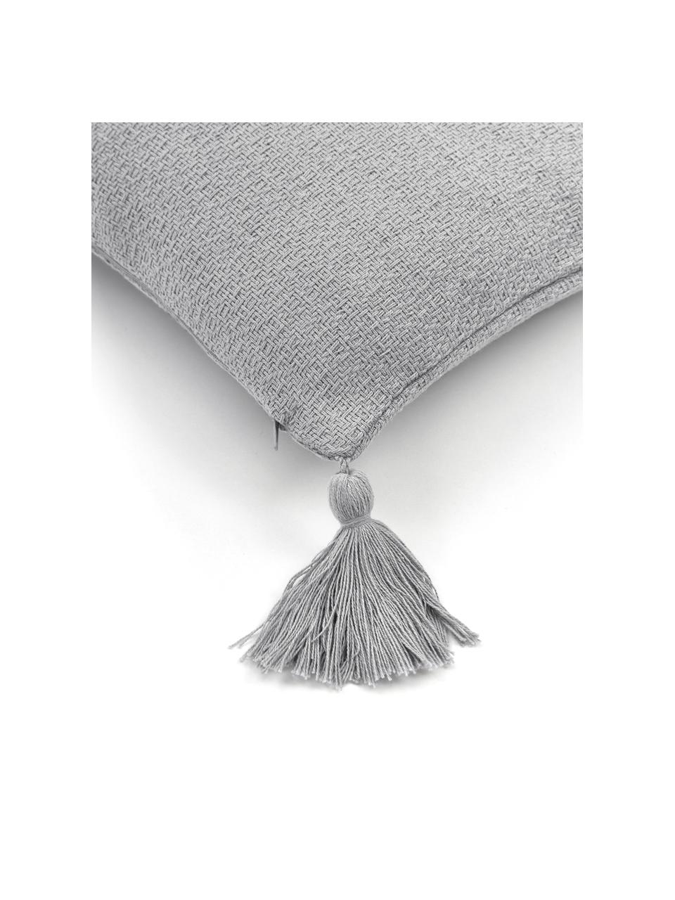 Federa arredo color grigio chiaro con nappe decorative Lori, 100% cotone, Grigio, Larg. 40 x Lung. 40 cm