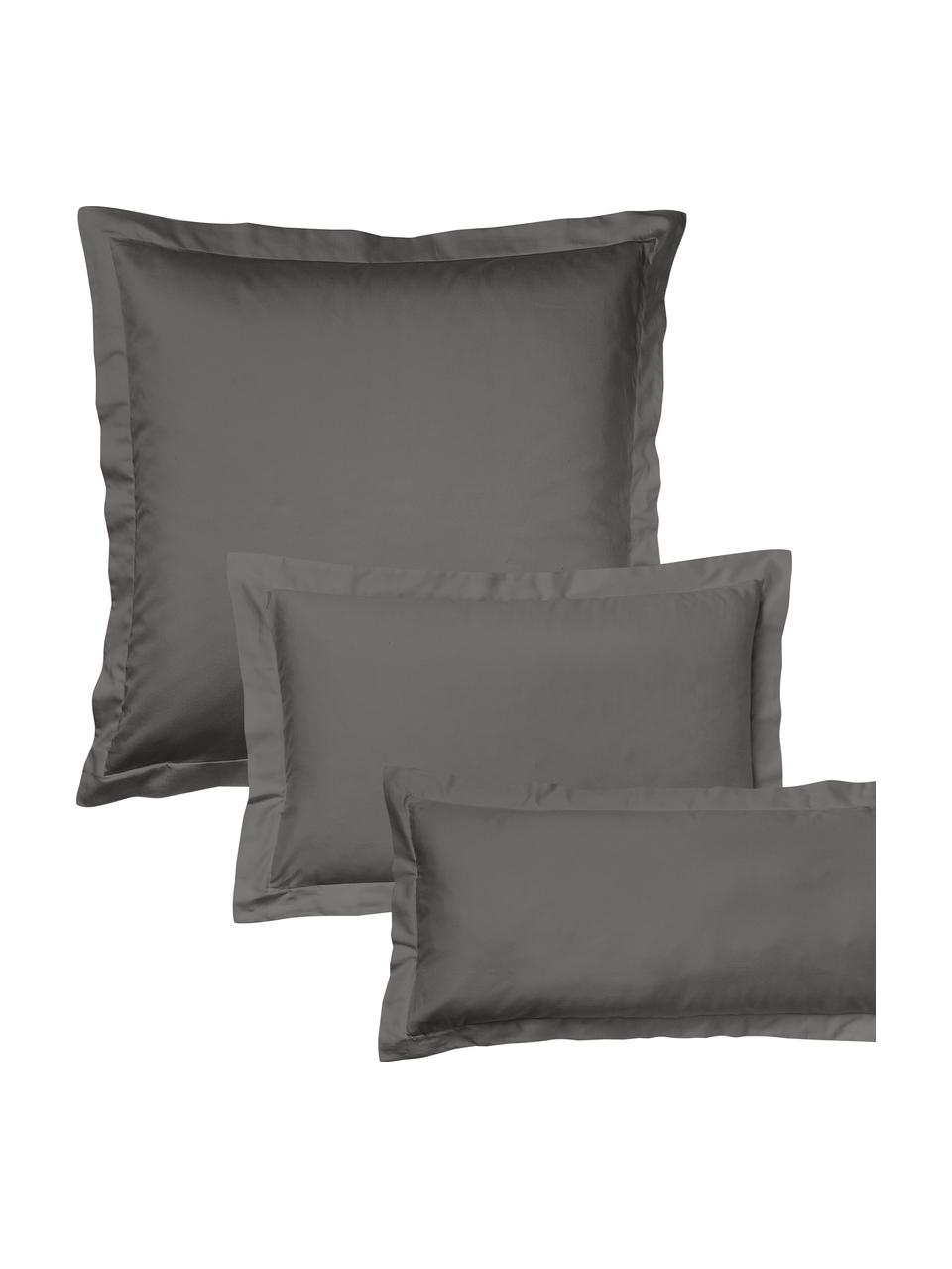 Poszewka na poduszkę z satyny bawełnianej Premium, Szary, S 40 x D 80 cm