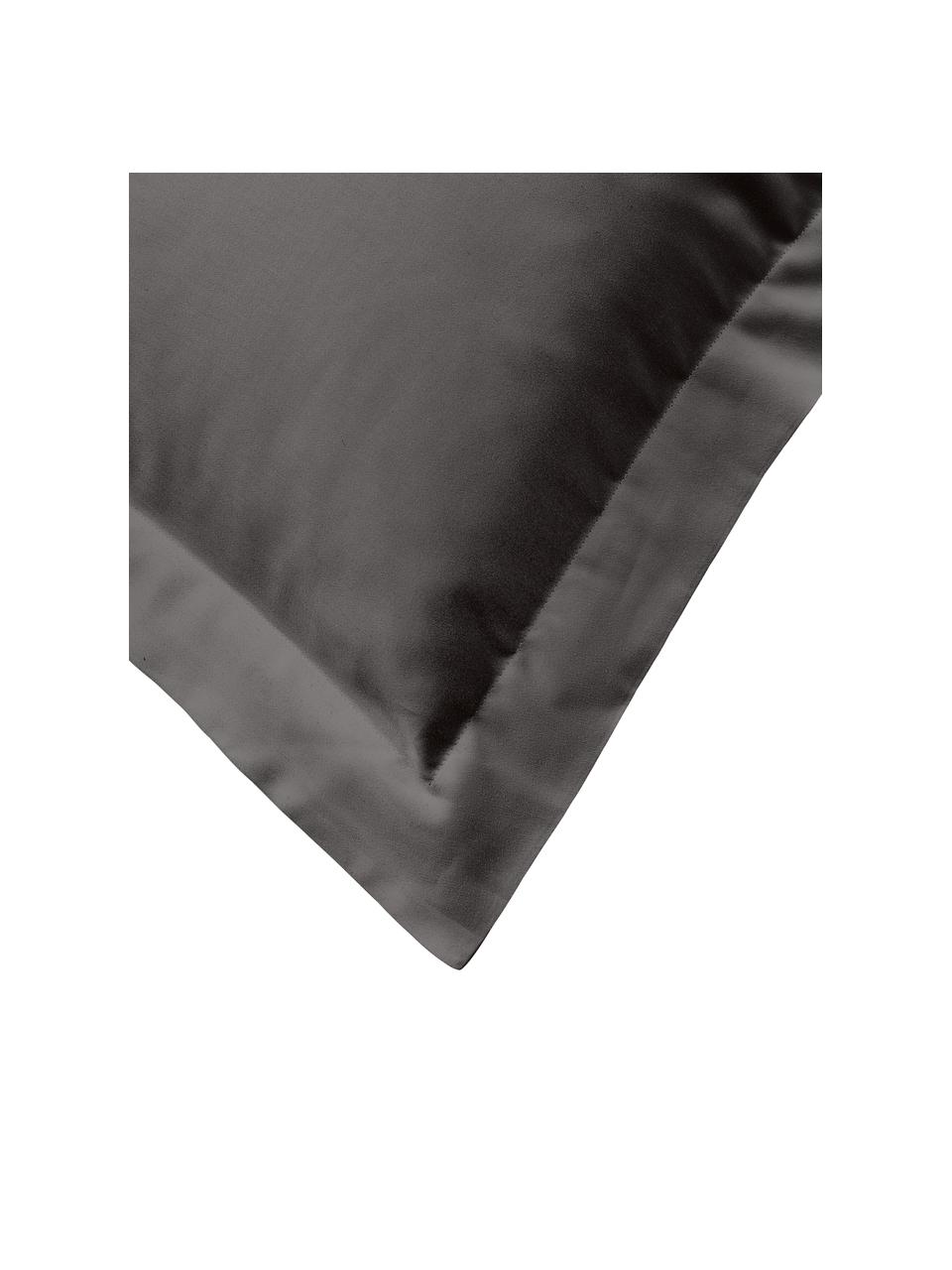 Satin-Kopfkissenbezug Premium aus Baumwolle in Grau, Webart: Satin Fadendichte 400 TC,, Grau, B 40 x L 80 cm