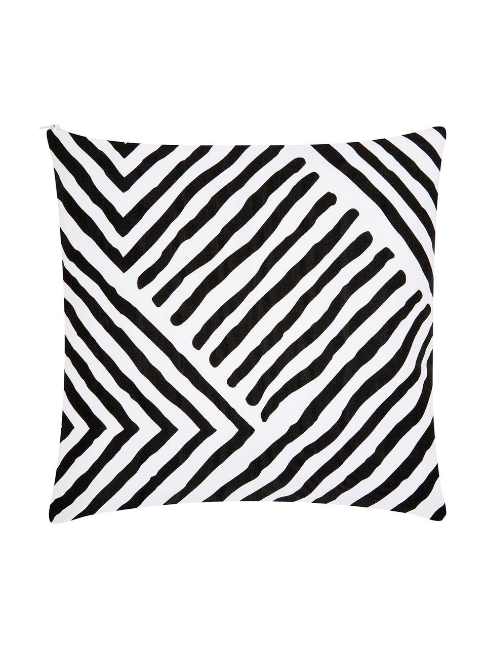 Kussenhoes met patroon Mia in zwart/wit, 100% katoen, Zwart, wit, 40 x 40 cm