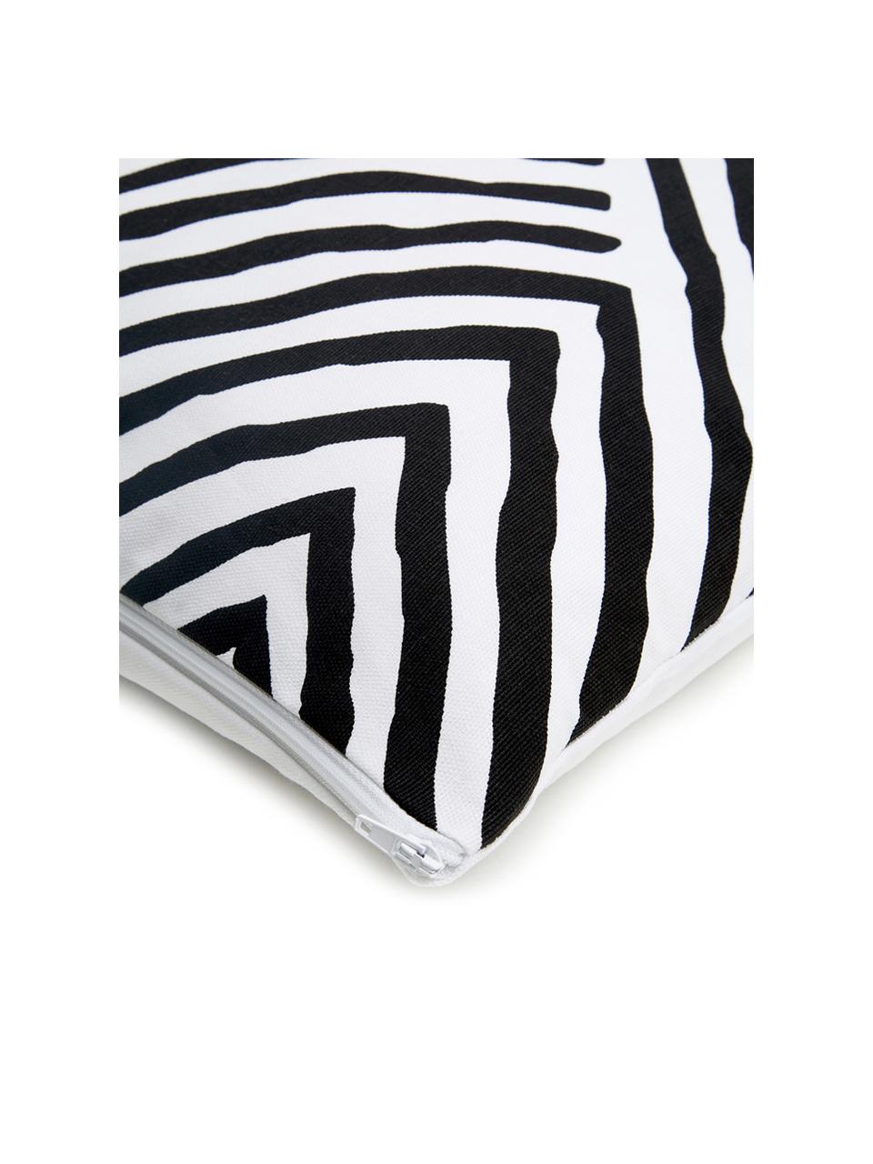 Kussenhoes met patroon Mia in zwart/wit, 100% katoen, Zwart, wit, 40 x 40 cm