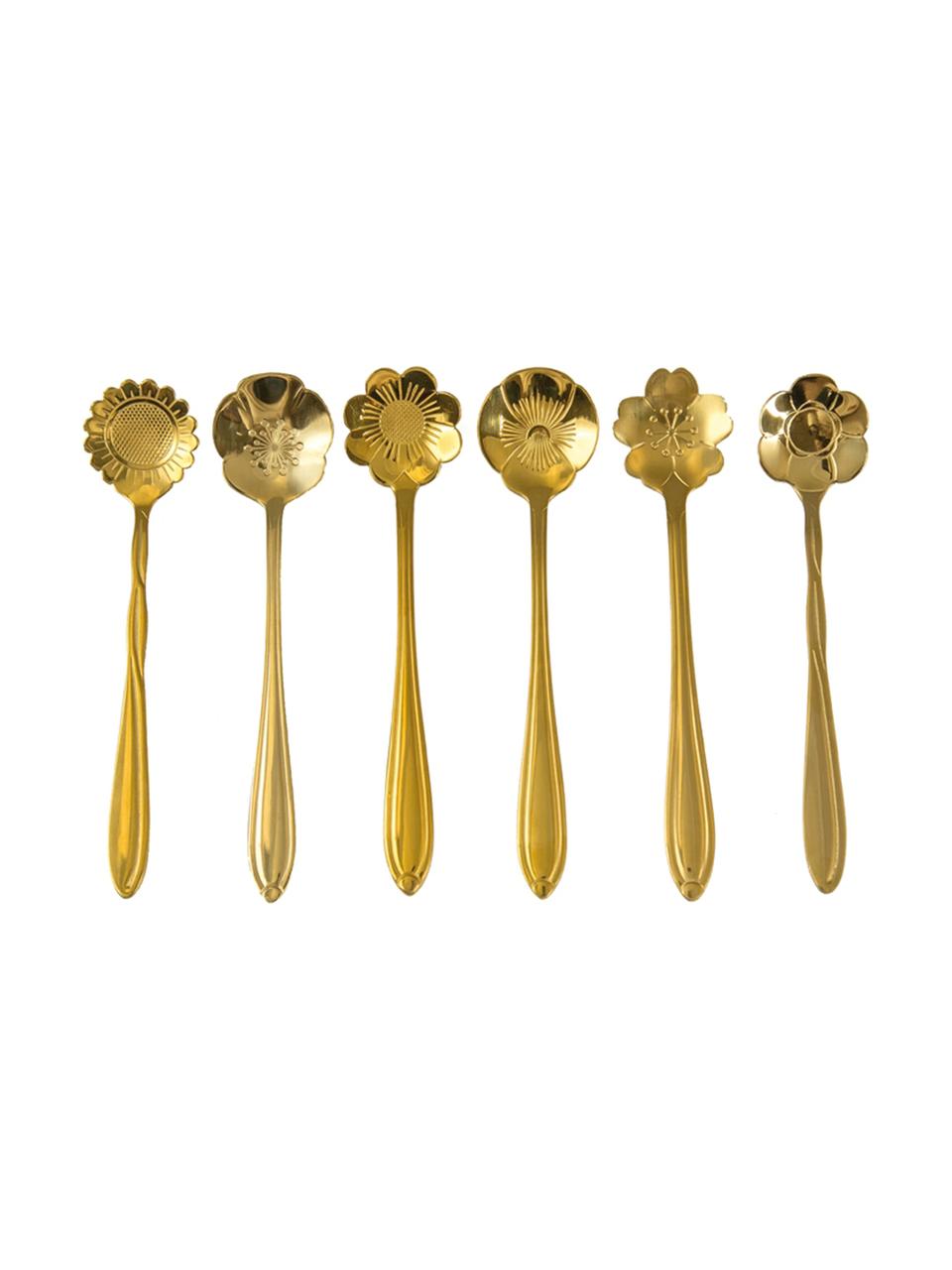 Goldfarbenes Teelöffel-Set Flower in verschiedenen Formen, 6er-Set, Edelstahl, beschichtet

Das Besteck ist aus Edelstahl gefertigt. Somit ist es langlebig, rostet nicht und ist resistent gegen Bakterien., Goldfarben, L 12 cm