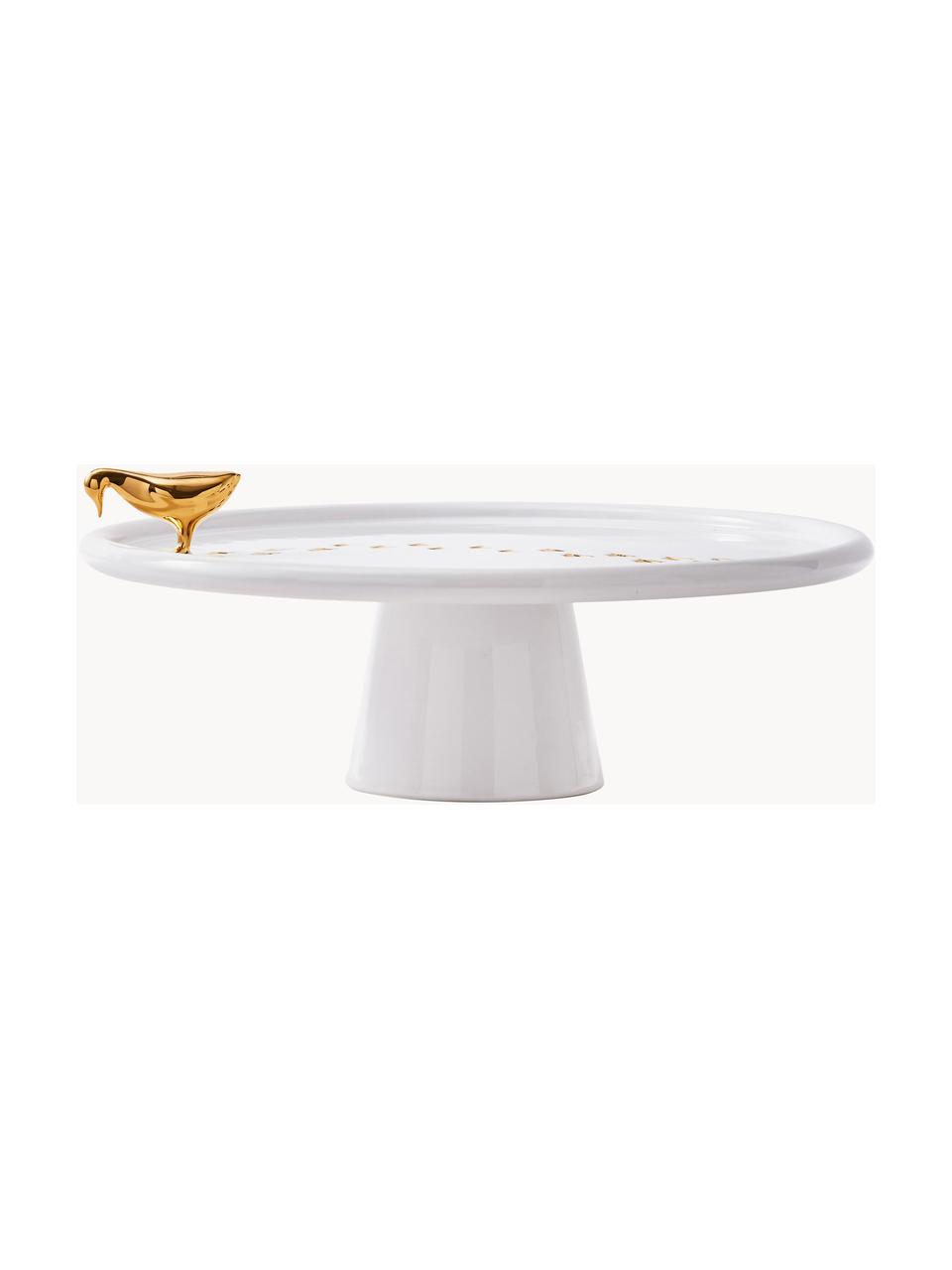 Ręcznie wykonana patera z ceramiki Walking Duck, Ceramika, Biały, odcienie złotego, Ø 30 cm