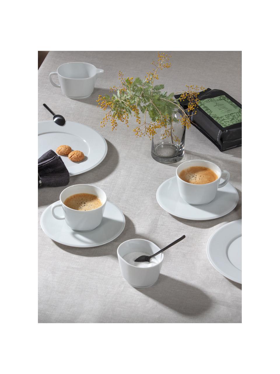 Ručne vyrobené porcelánové šálky na espresso s podšálkami Vitruv, 2 ks, Porcelán, Biela, Ø 9 x V 6 cm, 100 ml