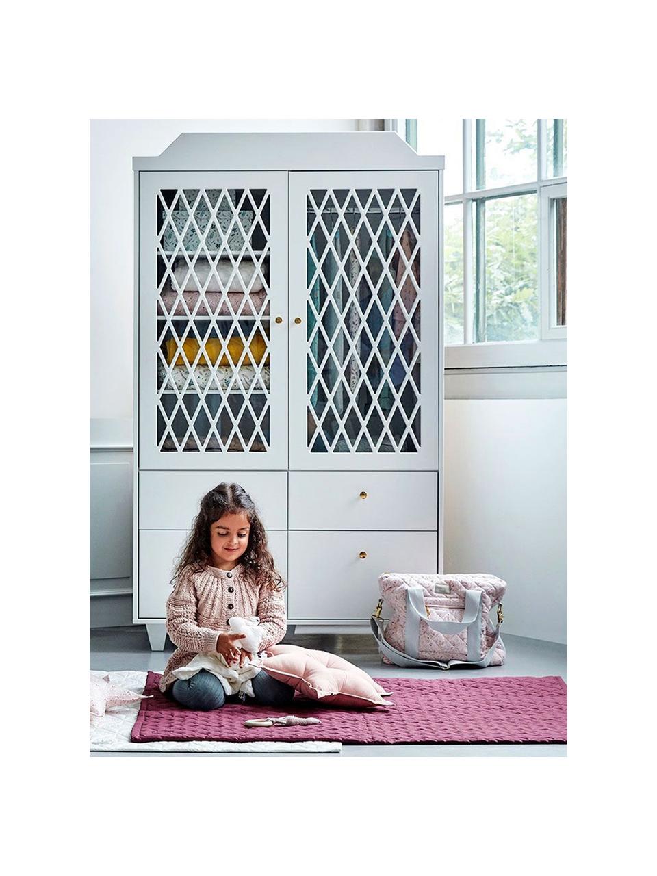 Armadio per bambini Harlequin, Maniglie: ottone, Legno laccato bianco, Larg. 106 x Alt. 176 cm