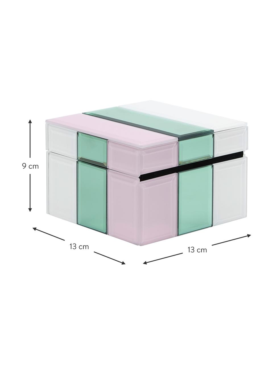 Schmuckbox Pastel aus Glas, Box: Mitteldichte Holzfaserpla, Weiß, Mint, Rosa, B 13 x H 9 cm