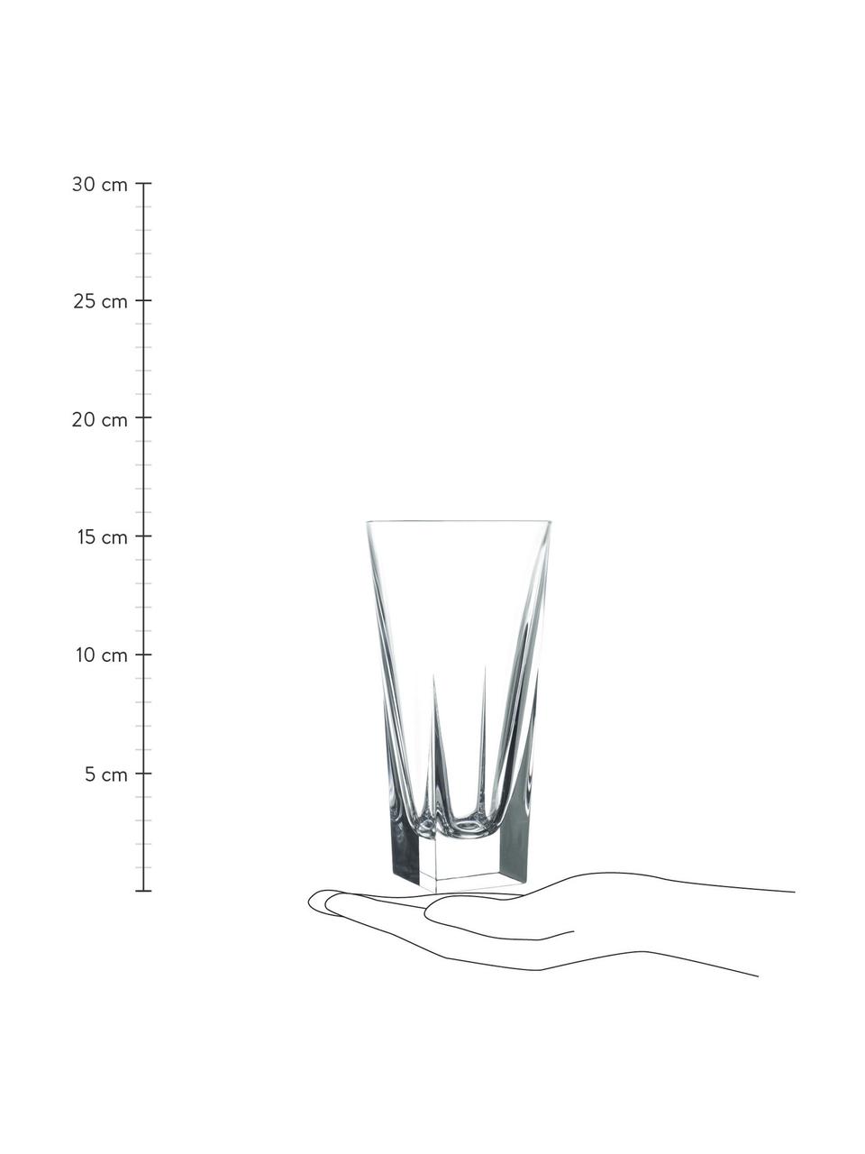 Bicchieri long drink con rilievo Fusion, 6 pz, Vetro, Trasparente, Ø 8 x Alt. 16 cm, 380 ml