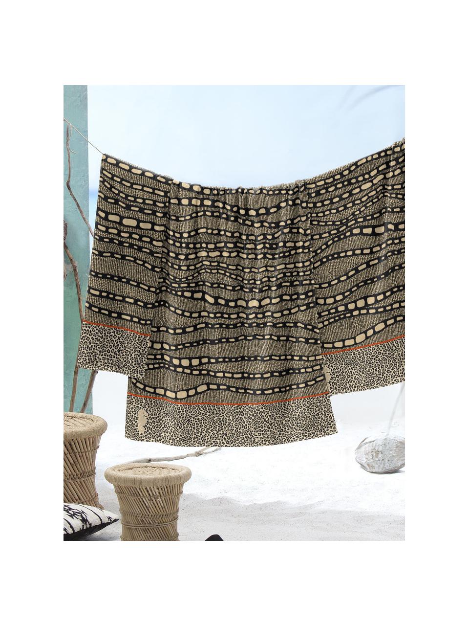 Telo mare Idris, Velour (cotone)
Qualità del tessuto di peso medio, 420 g/m², Brunastro, tonalità beige, nero, arancione, P 100 x L 180 cm