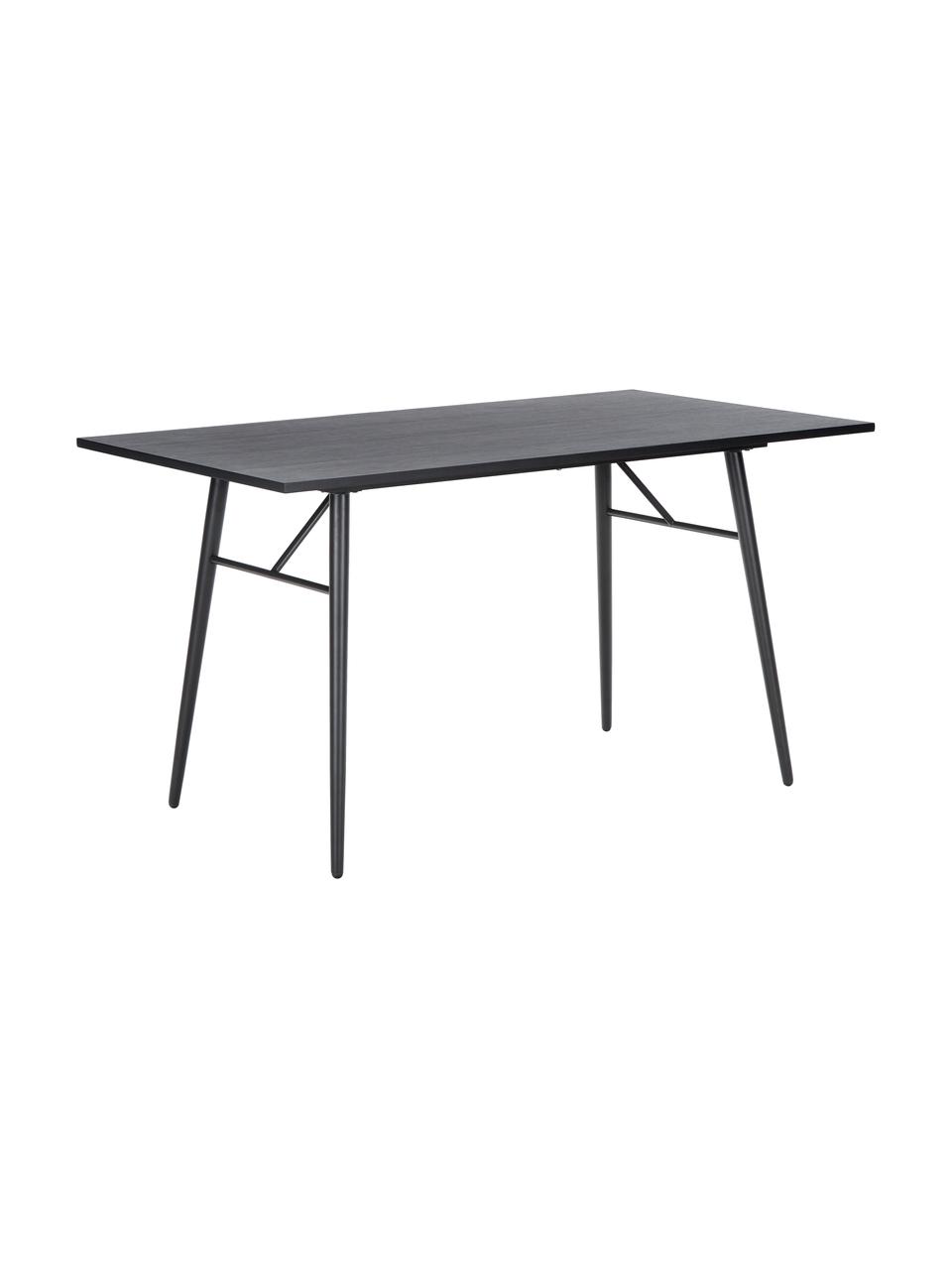 Holztisch Jette mit Metallgestell, Tischplatte: Eichenholzfurnier, lackie, Beine: Metall, pulverbeschichtet, Schwarz, B 140 x T 80 cm