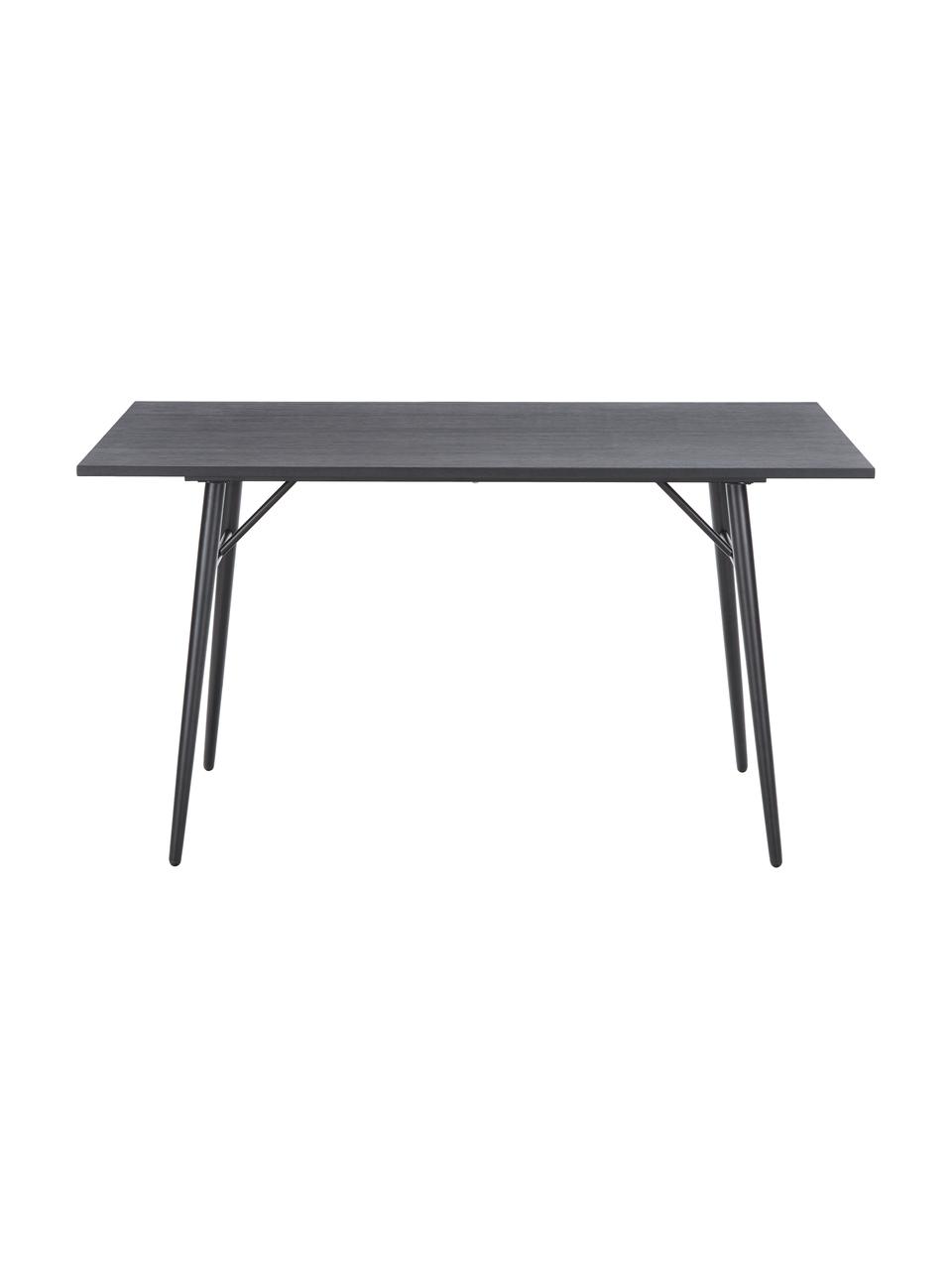 Holztisch Jette mit Metallgestell, Tischplatte: Eichenholzfurnier, lackie, Beine: Metall, pulverbeschichtet, Schwarz, B 140 x T 80 cm