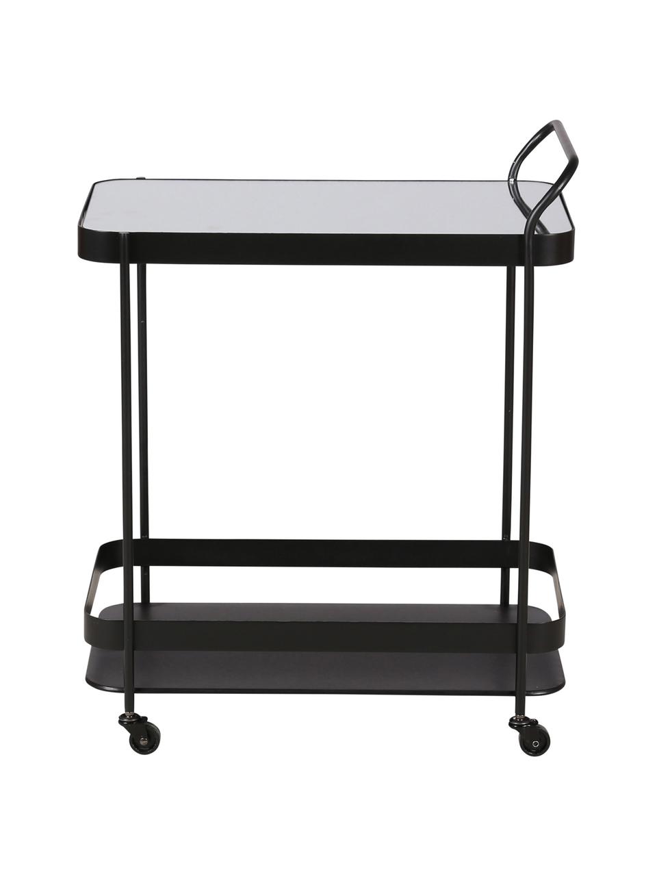 Carrello da portata con piastra a specchio Joya, Struttura: metallo rivestito, Nero, Larg. 63 x Alt. 76 cm