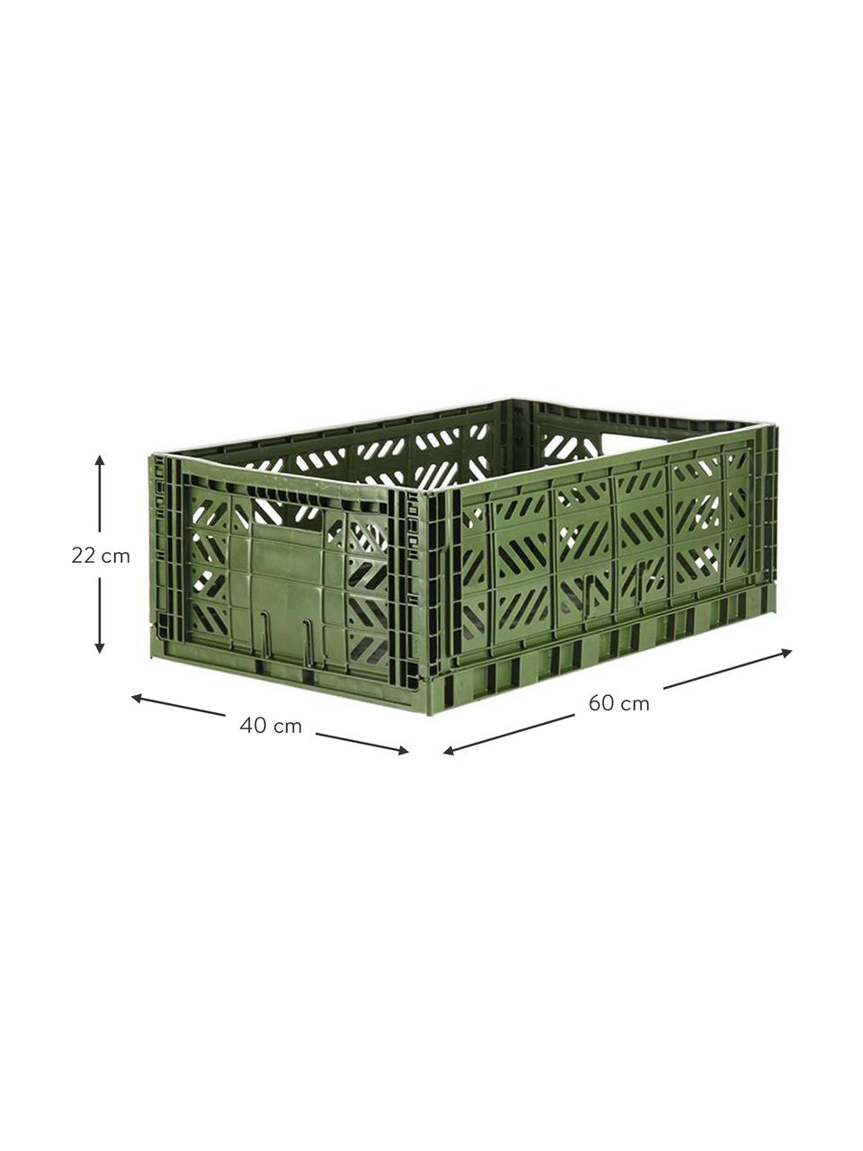 Klappbox Khaki, stapelbar, gross, Recyclebarer Kunststoff, Khaki, 60 x 22 cm