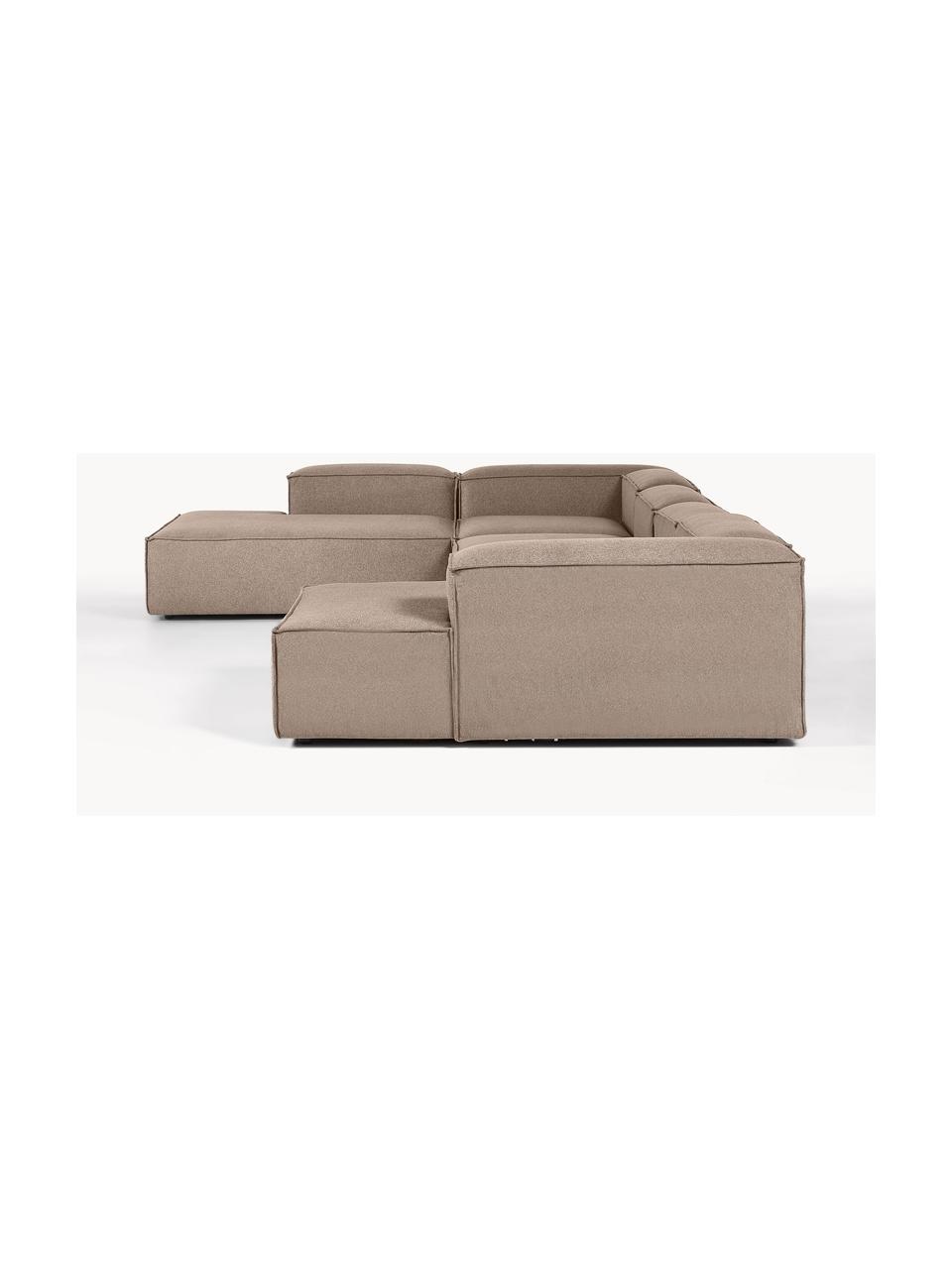 Sofá rinconera modular Lennon, Tapizado: 100% poliéster Alta resis, Estructura: madera contrachapada de p, Patas: plástico Este producto es, Tejido gris pardo, An 418 x F 269 cm, chaise longue izquierda