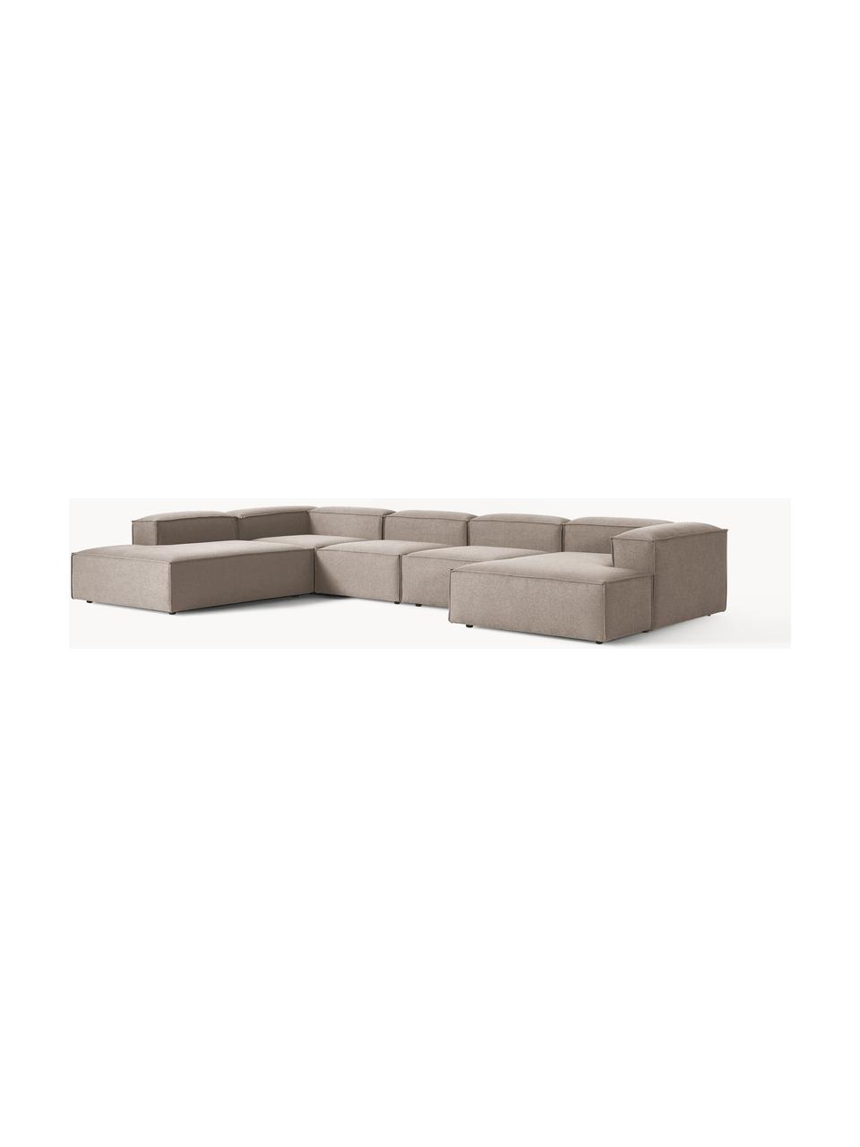 Sofa modułowa Lennon, Tapicerka: 100% poliester Dzięki tka, Stelaż: lite drewno sosnowe, skle, Nogi: tworzywo sztuczne Ten pro, Taupe tkanina, S 418 x G 269 cm,  lewostronna