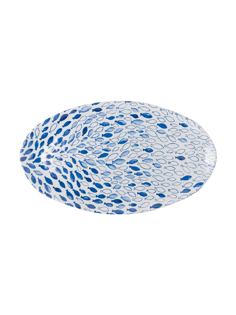 Piatto da portata in melamina bianco/blu Vassoio 52x30 cm, Melamina, Blu,bianco, Lung. 52 x Larg. 30 cm