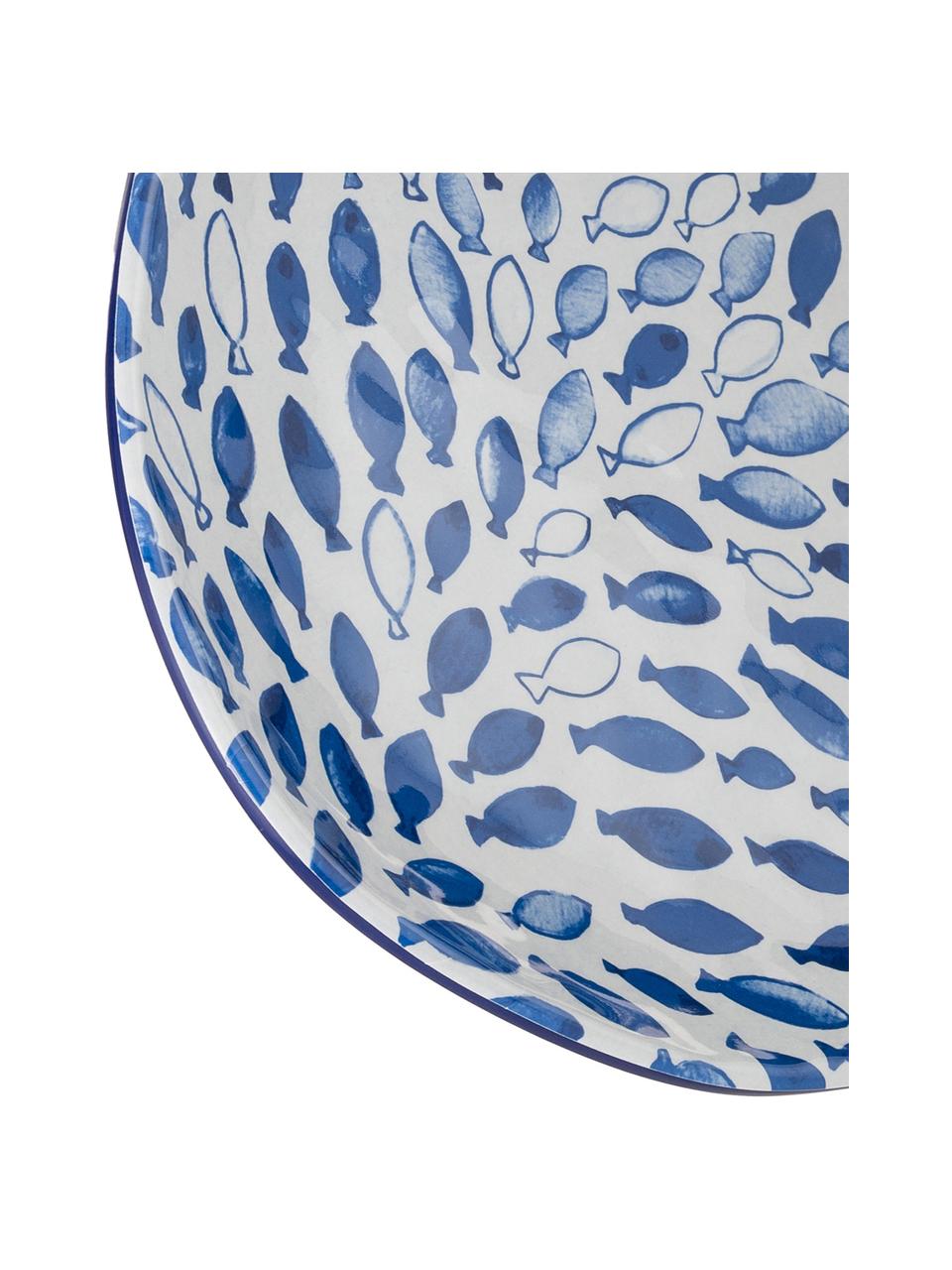 Fuente de melamina Vassoio, Melamina, Azul, blanco, L 52 x An 30 cm