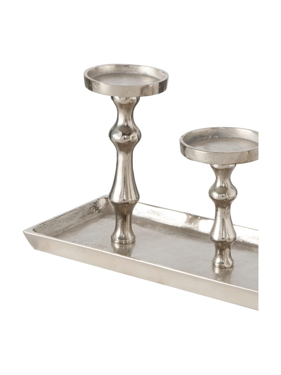 Bougeoir Furo, Aluminium, Argenté, larg. 53 x haut. 20 cm
