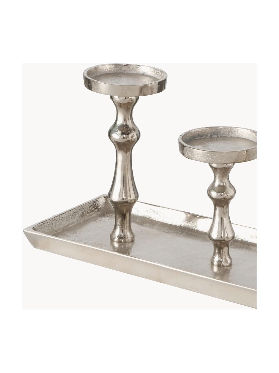 Candelabro Furo, Aluminio, Plateado, An 53 x Al 20 cm