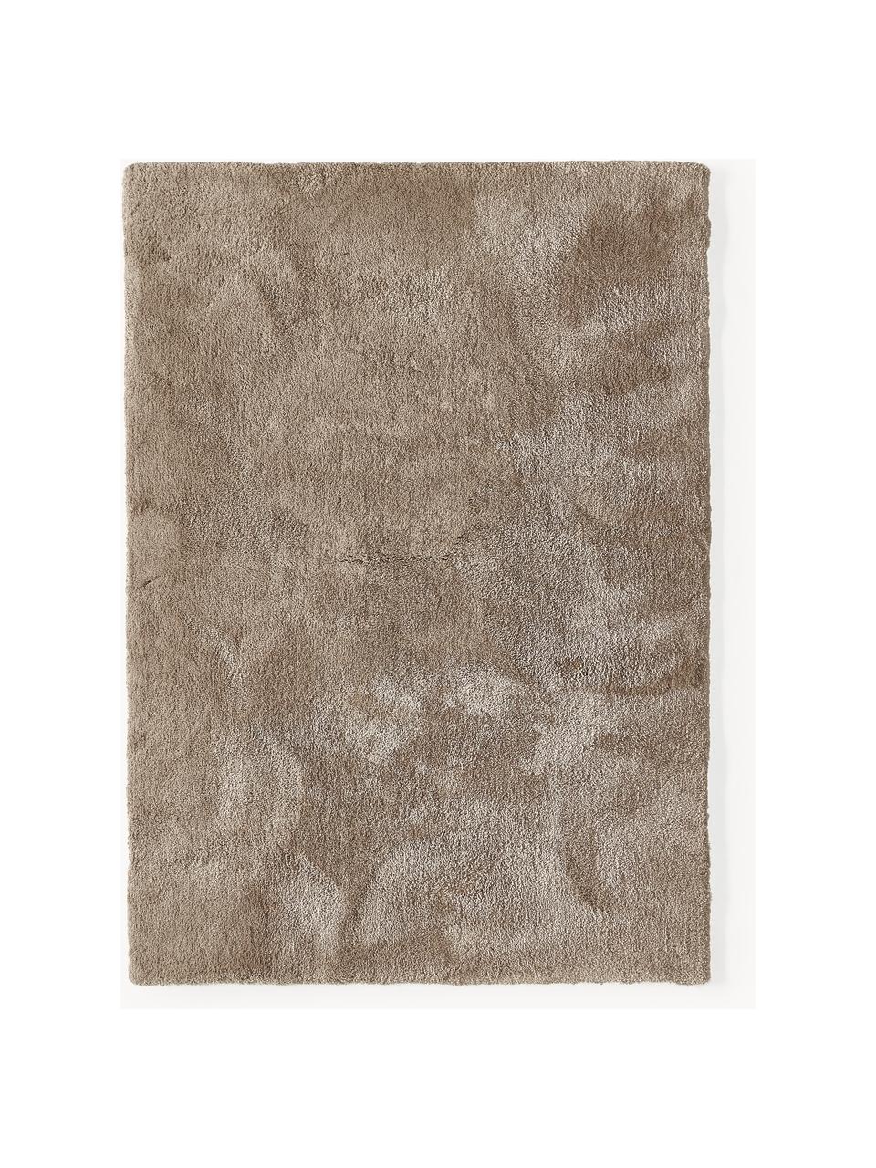 Pluizig hoogpolig vloerkleed Leighton, Microvezels (100% polyester, GRS-gecertificeerd), Bruin, B 80 x L 150 cm (maat XS)