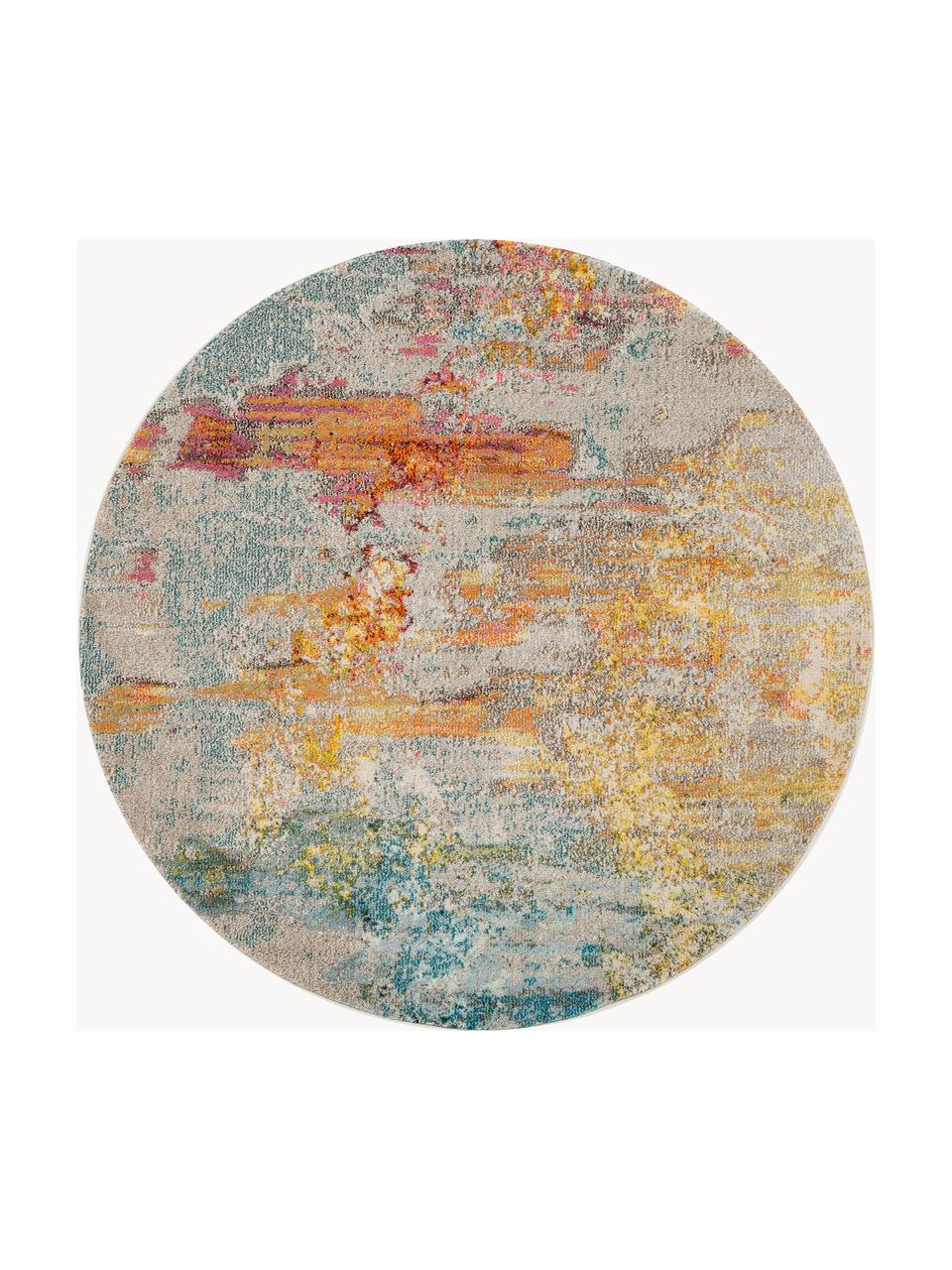 Tapis rond design à poils ras Celestial, Tons beiges, multicolore, Ø 240 cm (taille XL)