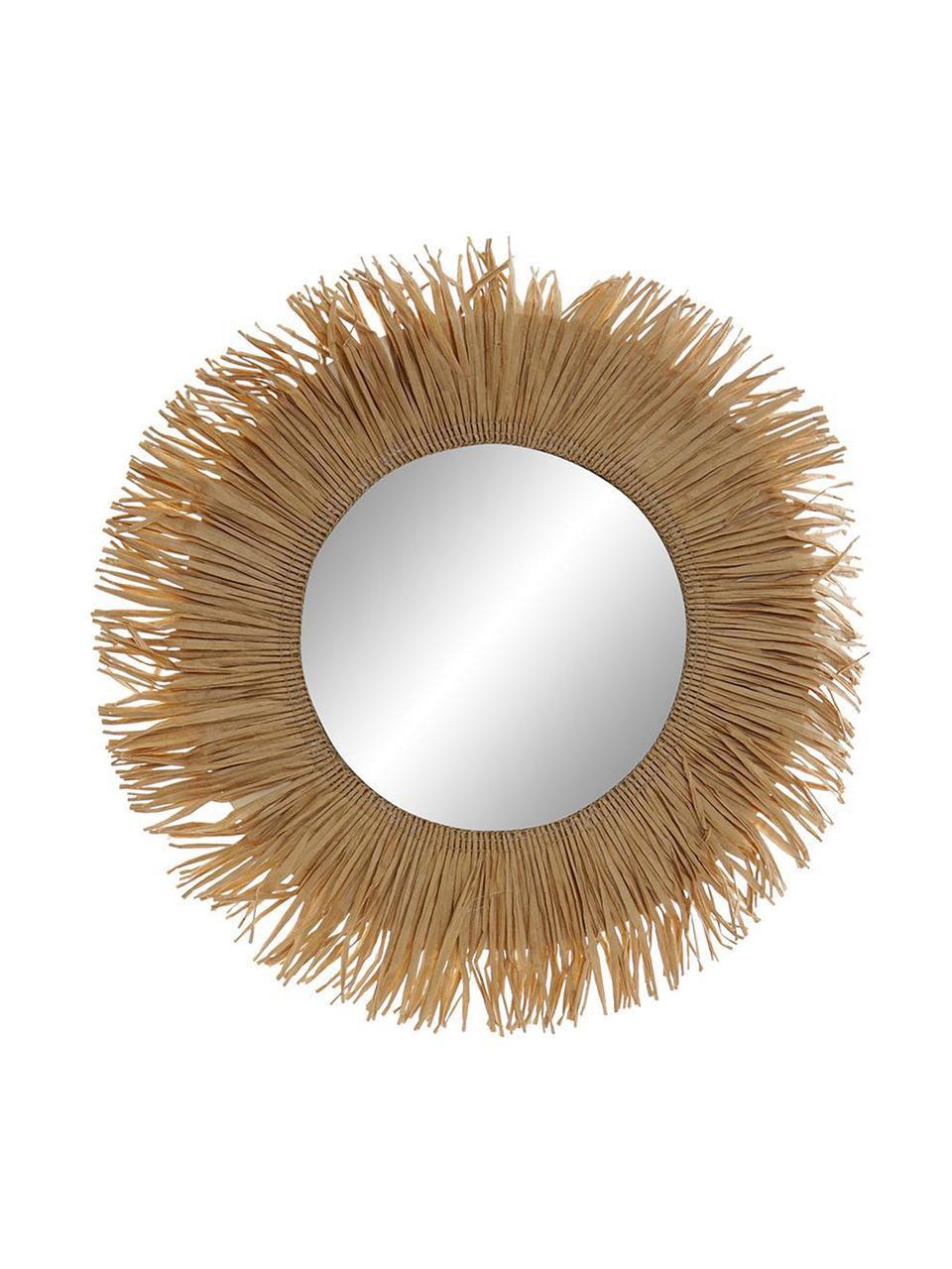 Espejo de pared Fringey, Espejo: cristal, Beige, Ø 39 cm