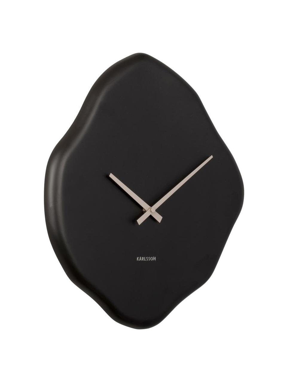 Reloj de pared con forma orgánica Organic Diamond, Poliresina, Negro, An 35 x Al 38 cm