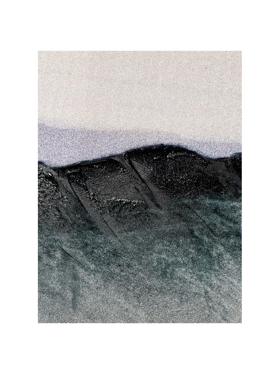 Handbeschilderd canvas print Duna, Lijst: hout, gecoat, Wit, zwart, blauw, B 140 x H 100 cm