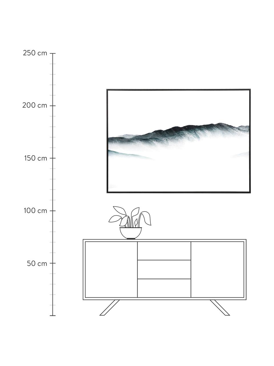 Maľba na plátne Duna, Biela, čierna, modrá, Š 140 x V 100 cm