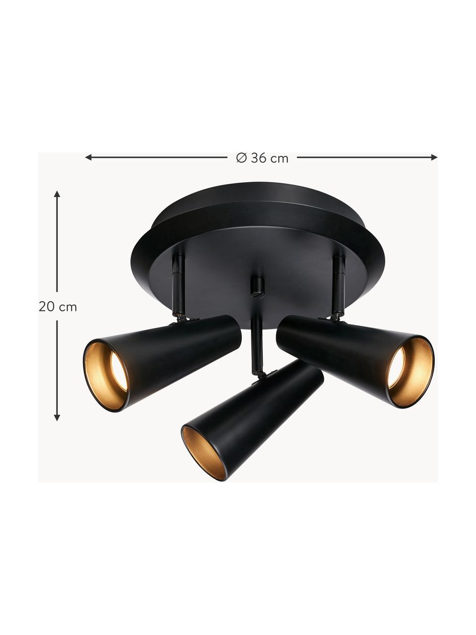 Faretti da soffitto in metallo Crest, Metallo rivestito, Nero, Ø 36 x Alt. 20 cm