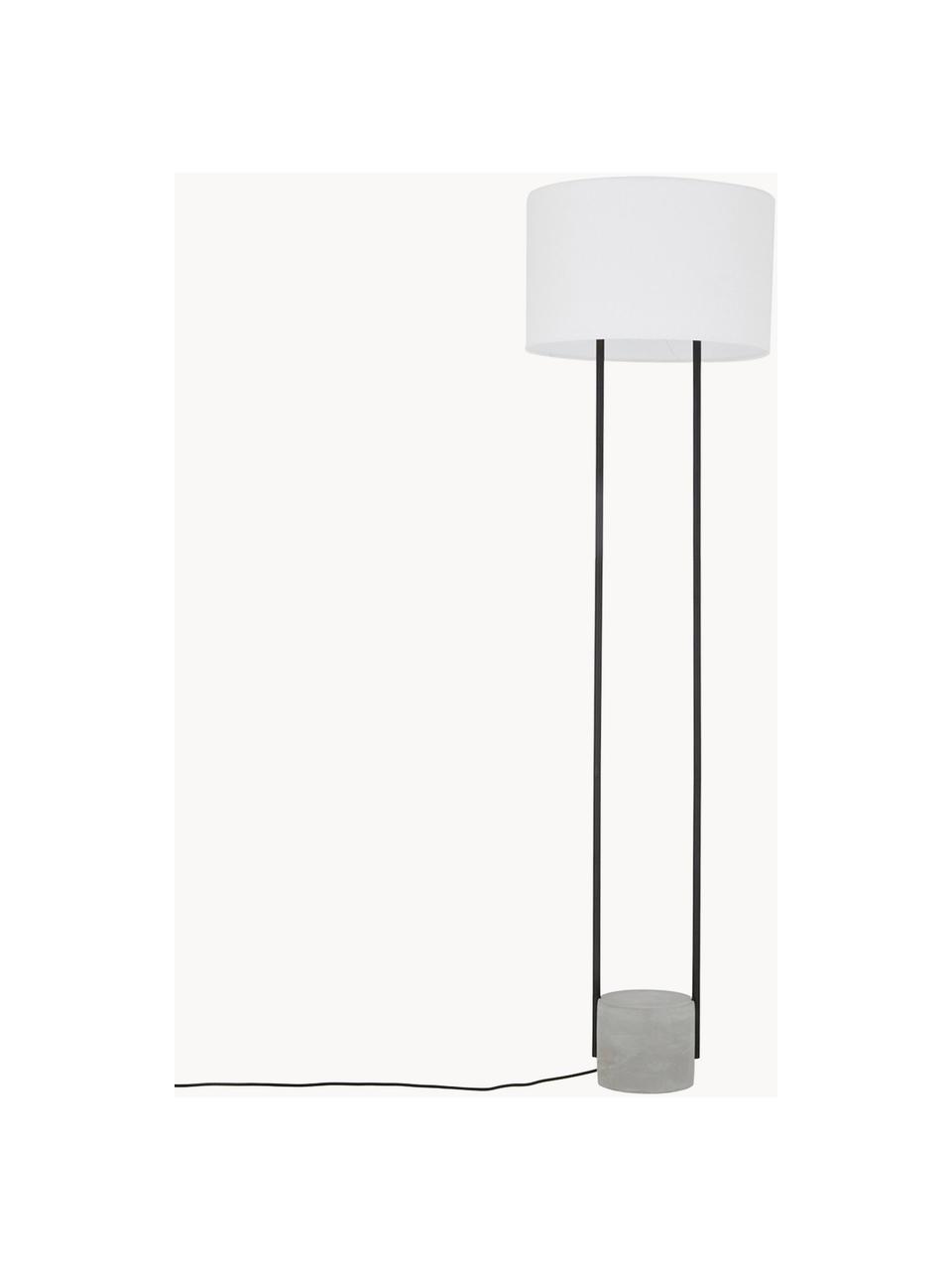 Lampa podłogowa z betonową podstawą Pipero, Stelaż: metal malowany proszkowo, Szary, biały, Ø 45 x W 161 cm