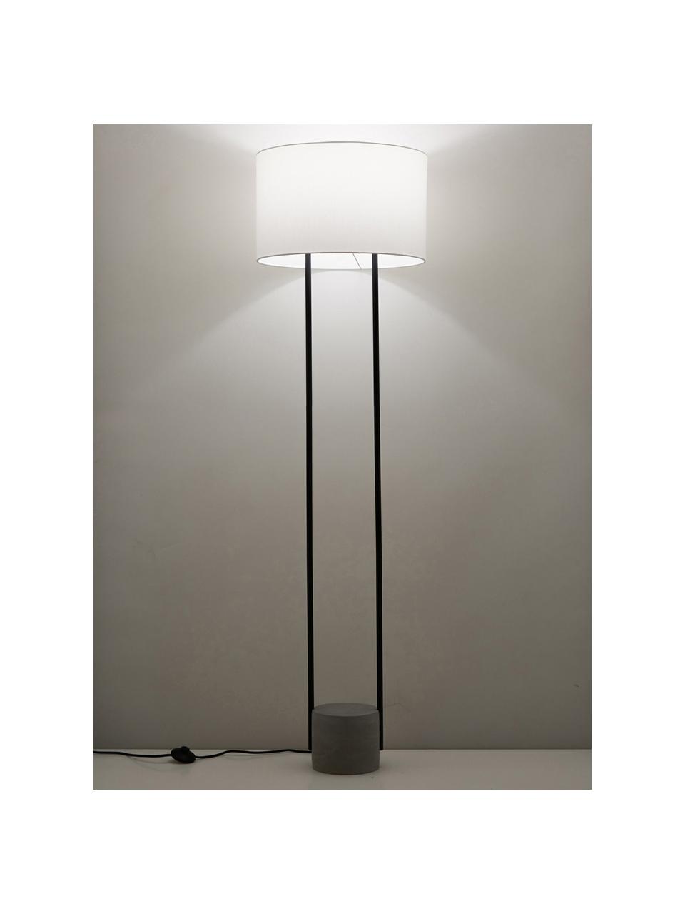 Lampa podłogowa z betonową podstawą Pipero, Stelaż: metal malowany proszkowo, Szary, biały, Ø 45 x W 161 cm