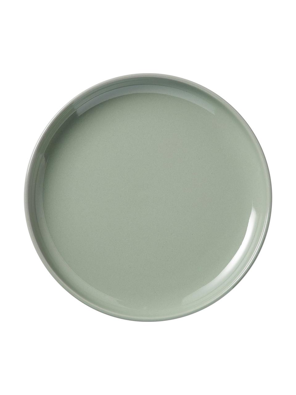 Assiettes à dessert en porcelaine Nessa, 4 pièces, Porcelaine dure de haute qualité, Vert sauge, Ø 19 x haut. 3 cm