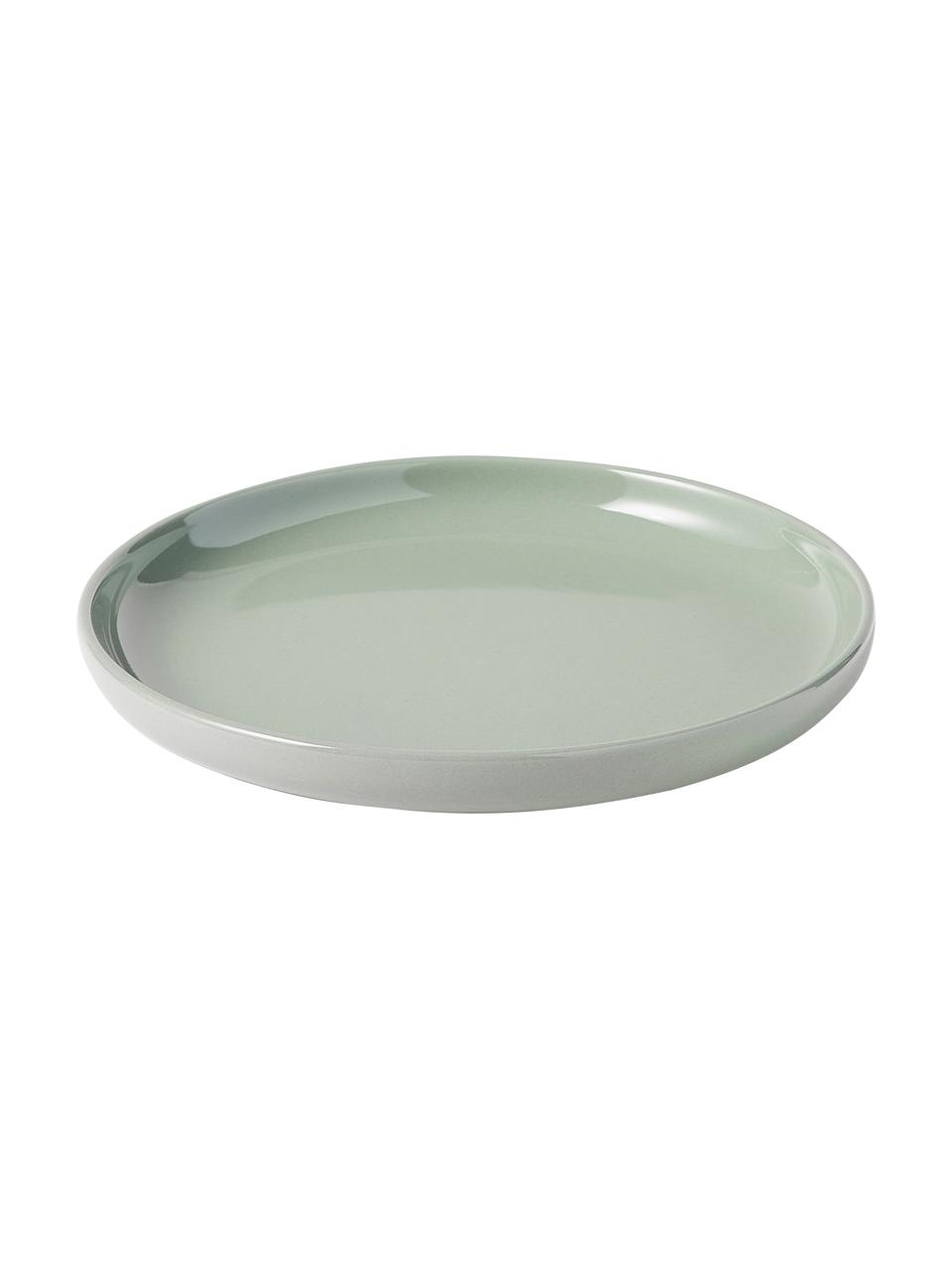 Assiettes à dessert en porcelaine Nessa, 4 pièces, Porcelaine dure de haute qualité, Vert sauge, Ø 19 x haut. 3 cm