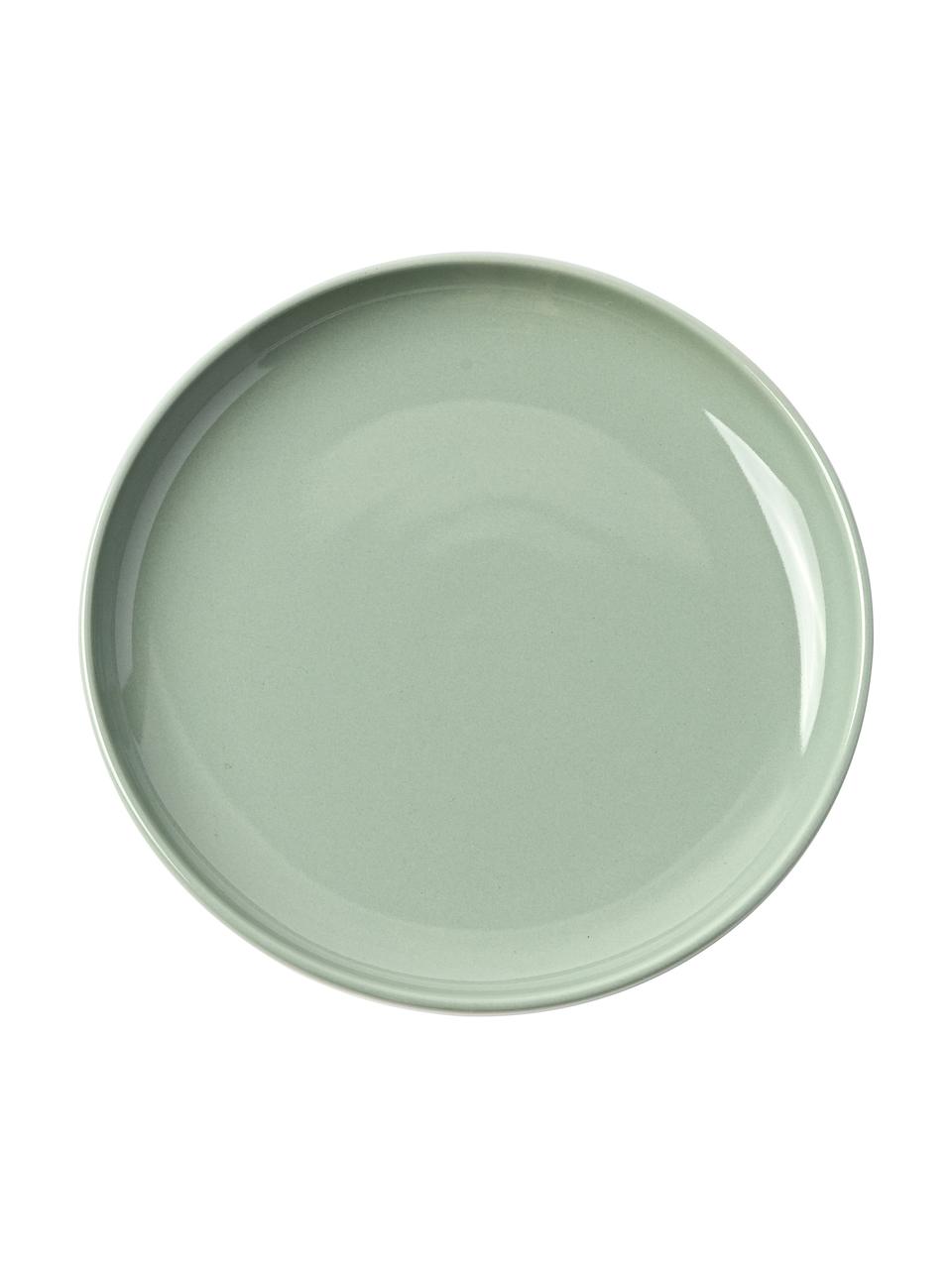 Porzellan Dessertteller Nessa, 4 Stück, Hochwertiges Hartporzellan, Salbeigrün, Ø 19 x H 3 cm