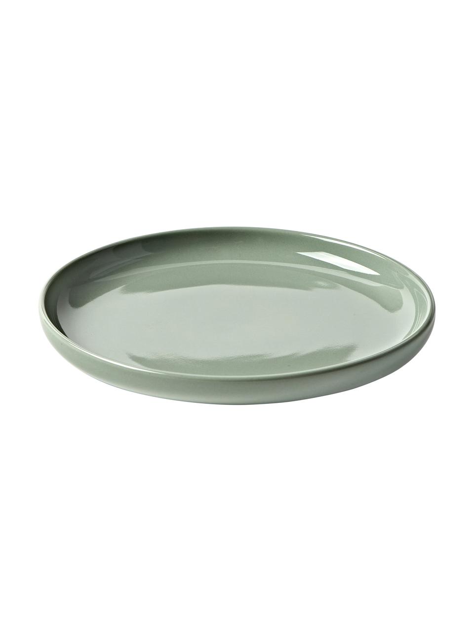 Plato postre de porcelana Nessa, 4 uds., Porcelana dura de alta calidad, Verde salvia, Ø 19 x Al 3 cm