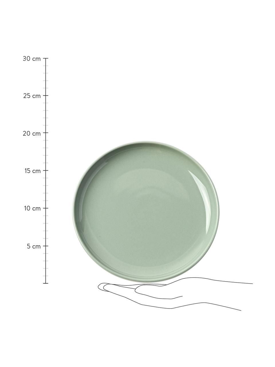 Porzellan Dessertteller Nessa, 4 Stück, Hochwertiges Hartporzellan, Salbeigrün, Ø 19 x H 3 cm