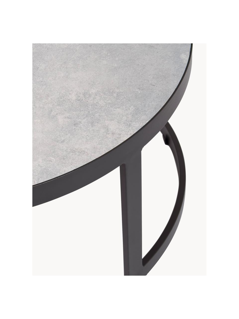 Set di 2 tavolini da giardino rotondi Jacob, Ripiani: ceramica, Struttura: alluminio, verniciato a p, Tonalità grigie, antracite, Set in varie misure
