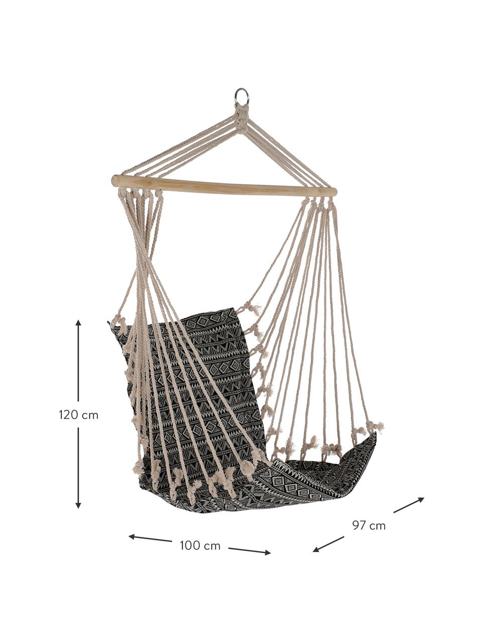 Fotel wiszący Pamut, Czarny, biały, S 97 x W 120 cm