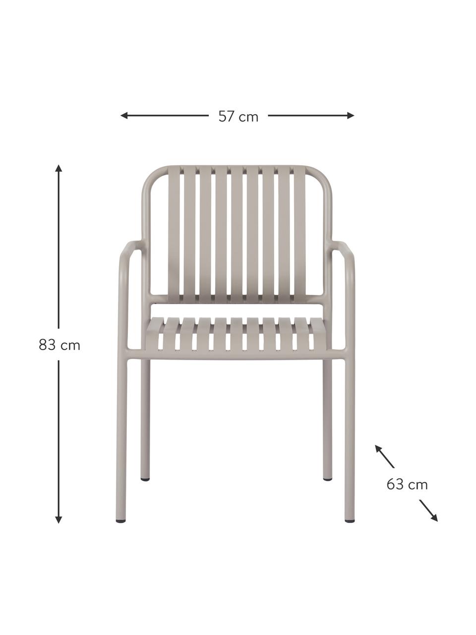 Skladacie záhradné stoličky Fabia, 2 ks, Plast, Svetlosivá, Š 57 x H 63 cm