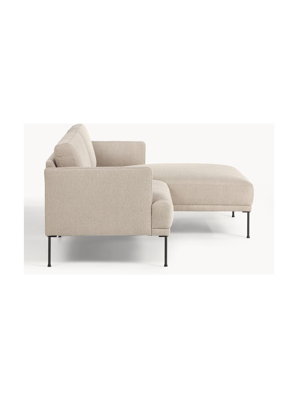 Kleines Ecksofa Fluente, Bezug: 100 % Polyester Der strap, Gestell: Massives Kiefernholz, Bir, Webstoff Beige, B 198 x T 152 cm, Eckteil links