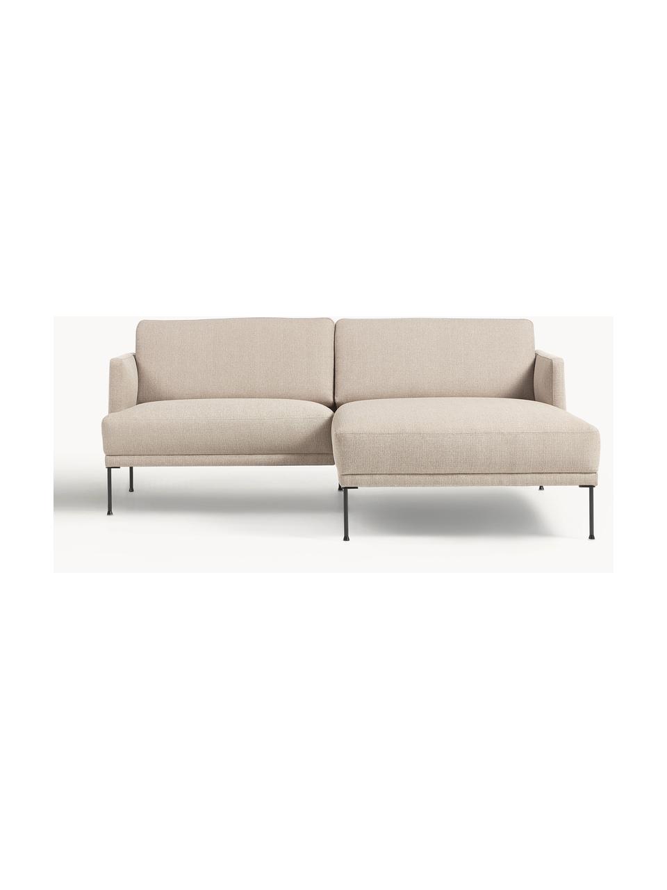 Kleines Ecksofa Fluente, Bezug: 100 % Polyester Der strap, Gestell: Massives Kiefernholz, Bir, Webstoff Beige, B 198 x T 152 cm, Eckteil links