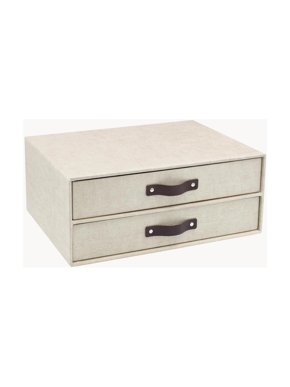 Organizador de escritorio Birger, Caja: canvas, cartón macizo, Asa: cuero, Beige claro, marrón oscuro, L 33 x An 25 cm