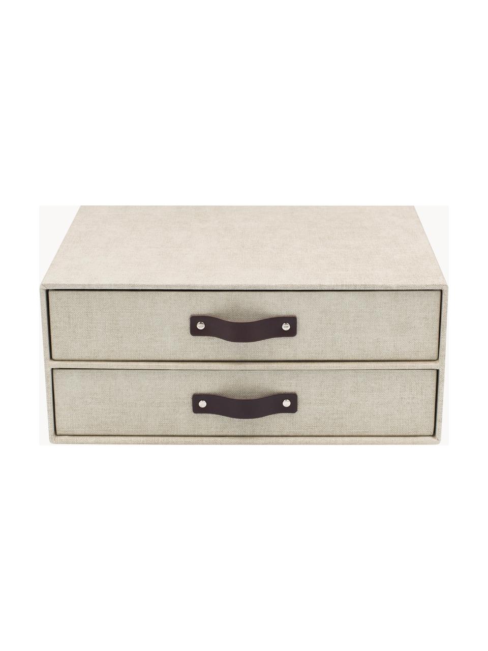 Organizador de escritorio Birger, Caja: canvas, cartón macizo, Asa: cuero, Beige claro, marrón oscuro, L 33 x An 25 cm